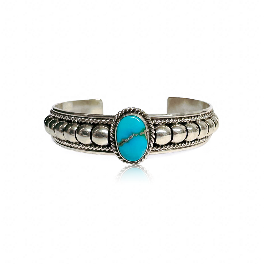 Sterling Silver Bracelet with Turquoise Stone by Thomas Charley