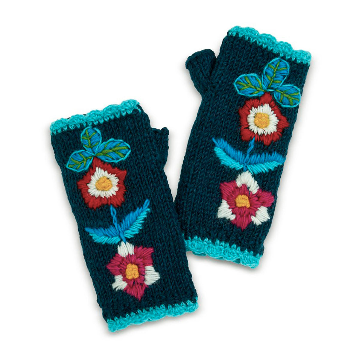 Hand knitted wool hand warmers